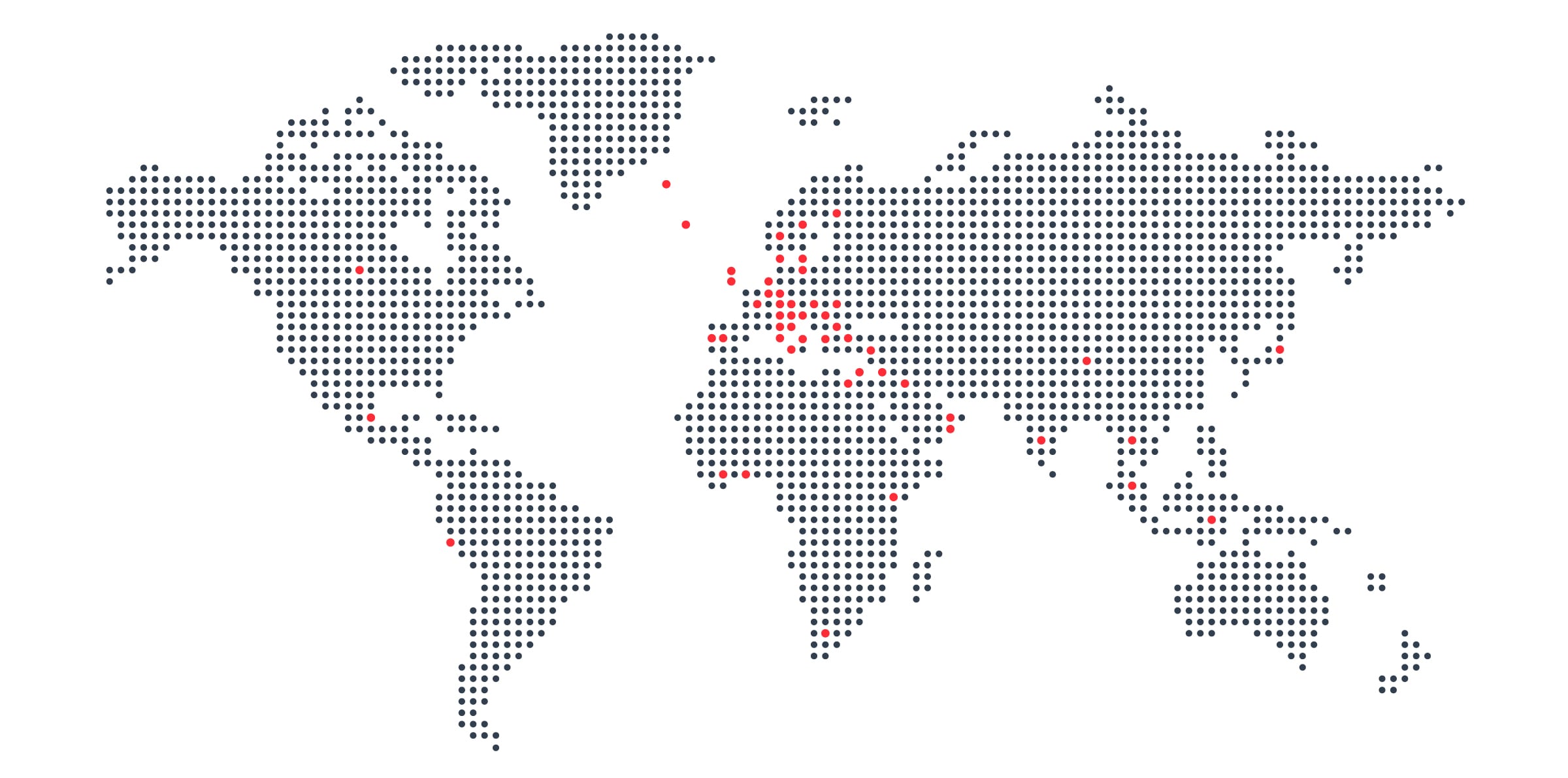 map with customers all over the world